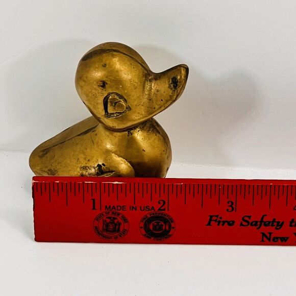 Brass Duck Baby Duckling Miniature Small Figurine Shelf Collectible Knick nack - Picture 2 of 12
